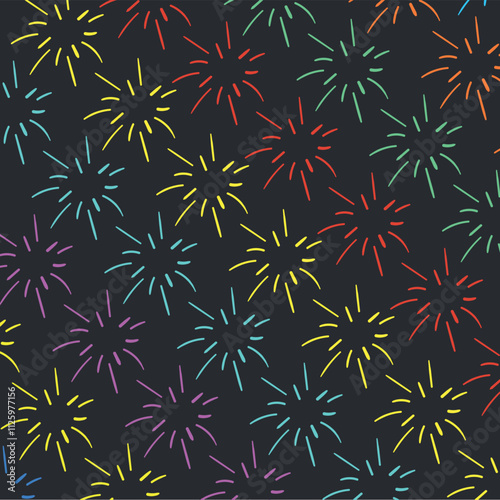 Imitation of night festive fireworks in honor of the New Year or Christmas.