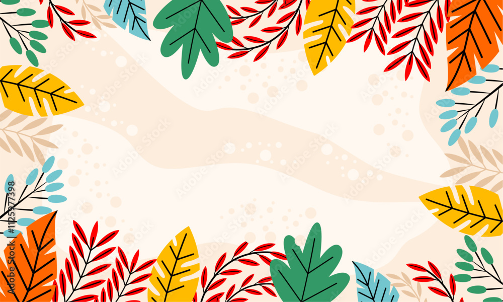Flat abstract floral leaves background Flat abstract floral leaves background
