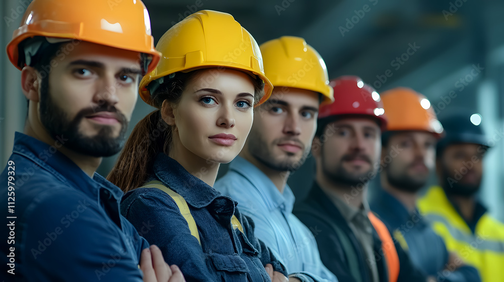 A group of workers collaborating. A group of workers collaborating.