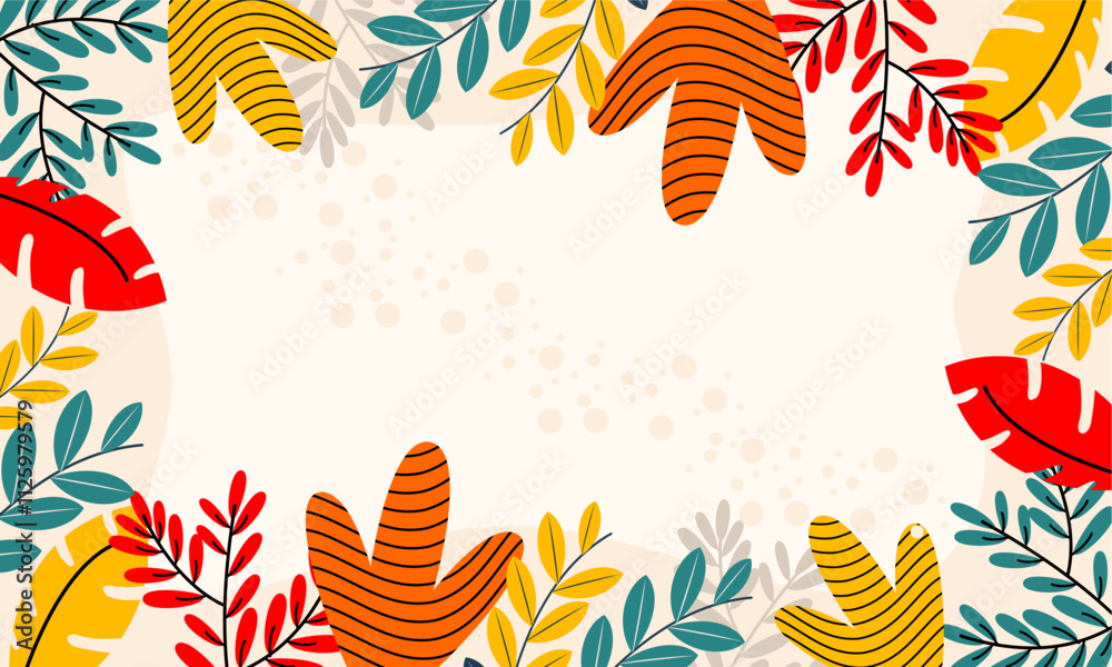 Fototapeta premium Flat abstract floral leaves background