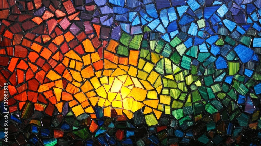 Colorful Mosaic Pattern of Geometric Shapes