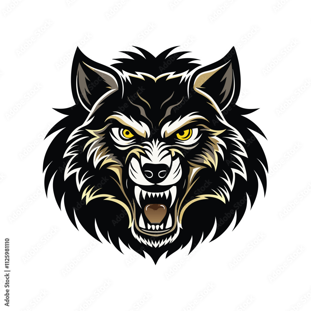 Fototapeta premium wolf head silhouette icon. 