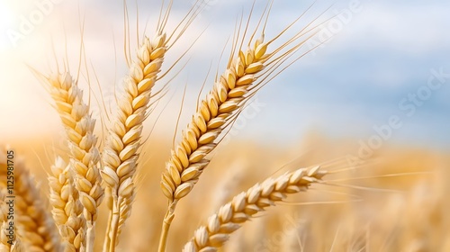 Golden wheat fields under soft cream skies nature landscape tranquil environment peaceful viewpoint serenity concept for seo impact