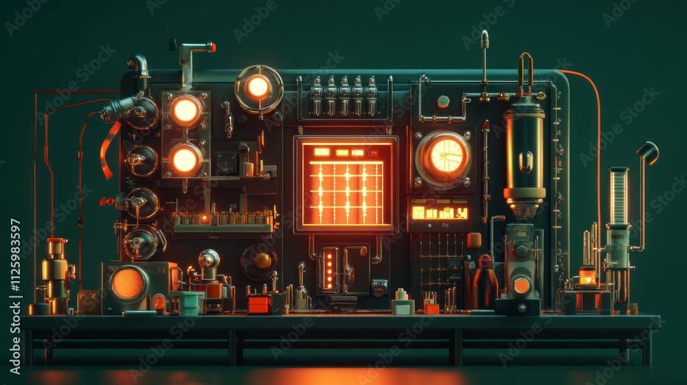 Retro Futuristic Laboratory Science Experiment Device Retro Futuristic Laboratory Science Experiment Device