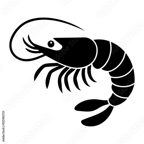 Black silhouette seafood shrimp vector icon design