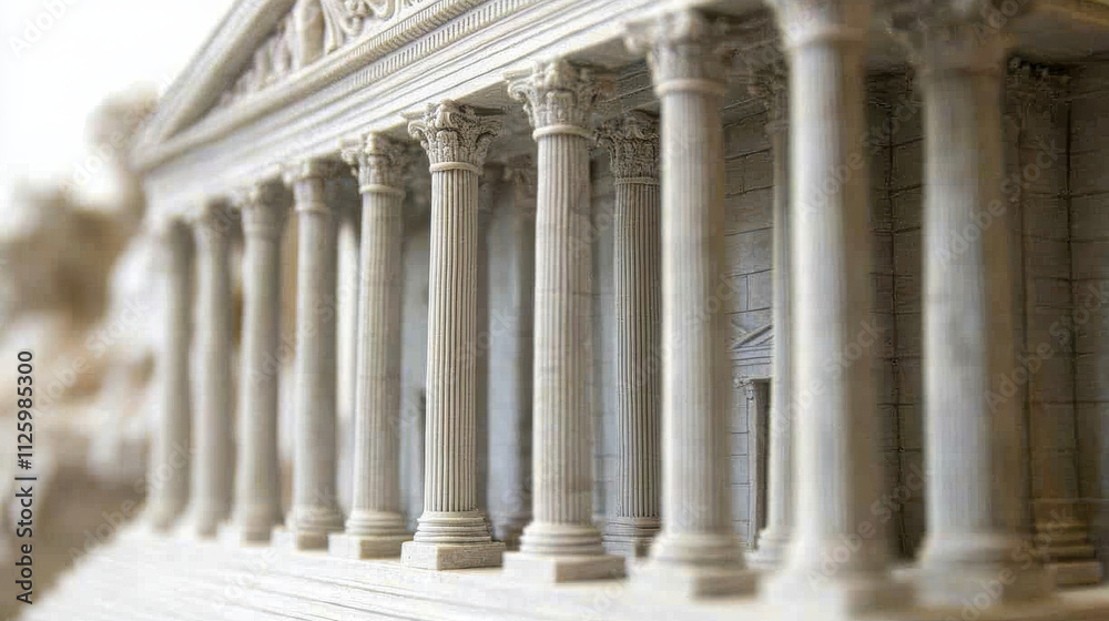 Naklejka premium small clay model of neoclassical rotunda featuring detailed columns and architectural elements, showcasing craftsmanship and design