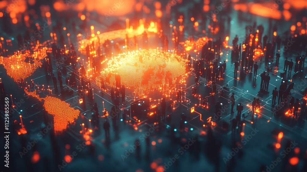 Fototapeta premium Global Network Connecting People Digitally Worldwide