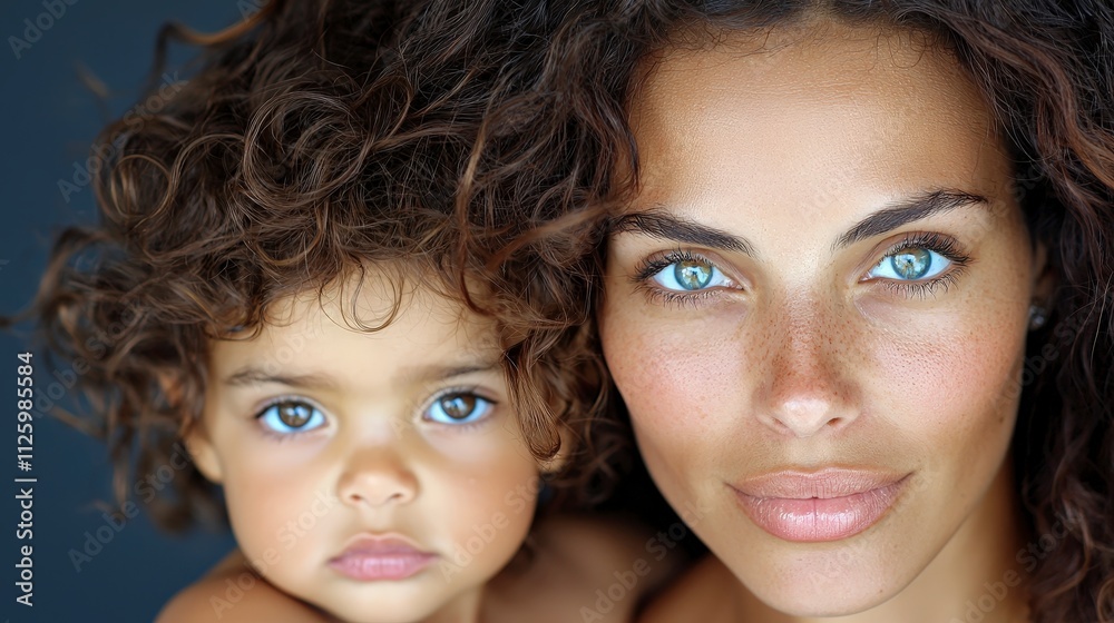 Mother Daughter Portrait Close Up Curly Hair Family Love Tender Moment Beautiful Eyes Mother Daughter Portrait Close Up Curly Hair Family Love Tender Moment Beautiful Eyes