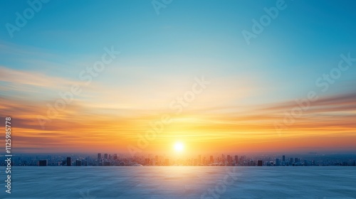 Stunning Cityscape Sunrise Golden Hour Urban Panorama