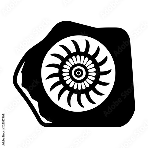 Fossil in stone vector, seashell spiral icon design