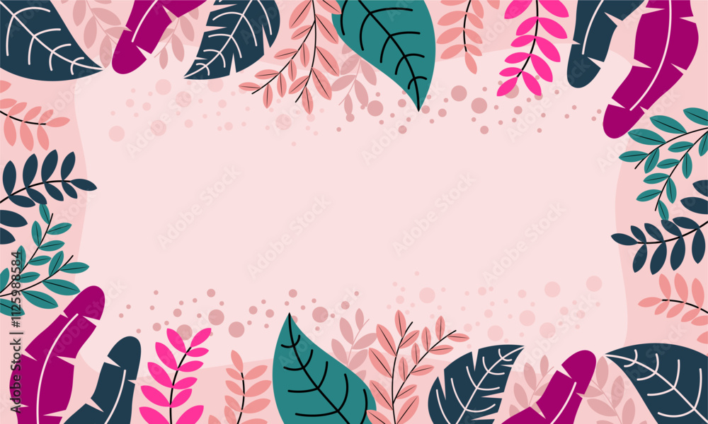 Flat abstract floral leaves background Flat abstract floral leaves background