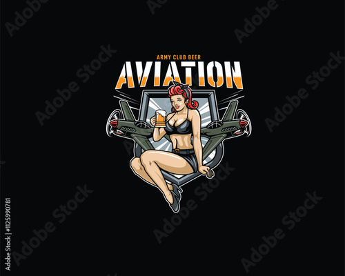 Aviation Club Beer pin up logo
