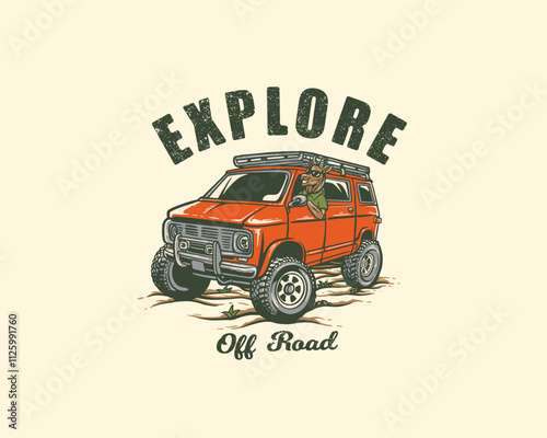 Goat explore off road car illustration
