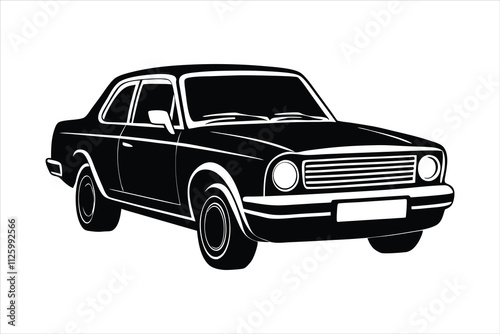 vintage car silhouette isolated on whit background