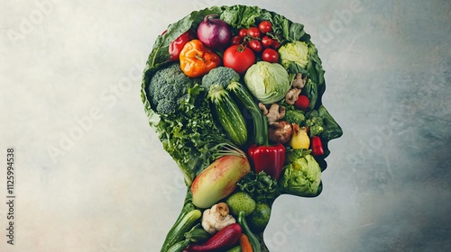 innovative thinking and creativity expressed through a human shape created with fresh vegetables healthy living