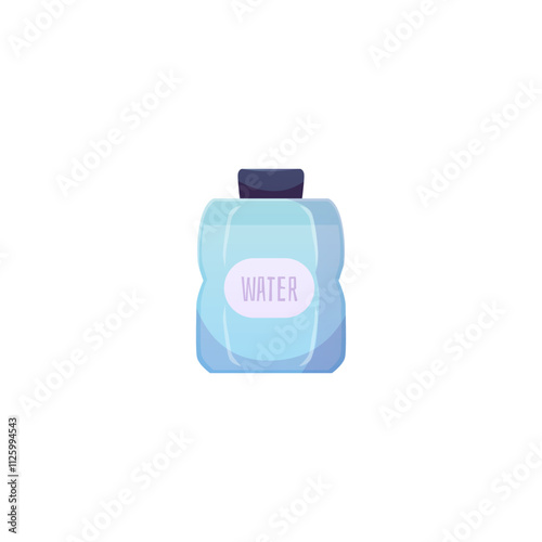 Plastic canister vector flat icon, bottle full of clean water with lid, flask or tank of aqua with label, drink jerrican
