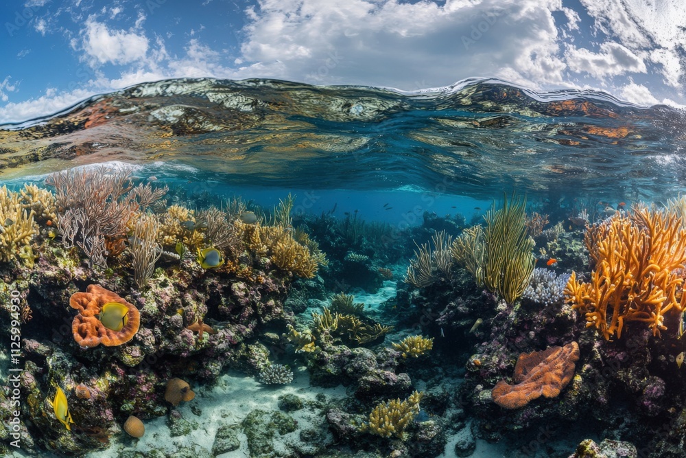 Fototapeta premium vibrant underwater coral reef ecosystem with diverse marine life