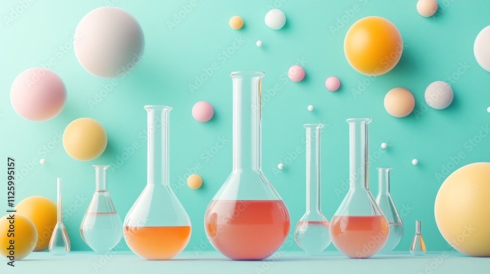 Colorful Spheres and Glass Flasks in a Lab Setting Colorful Spheres and Glass Flasks in a Lab Setting