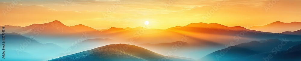 A beautiful mountain range with a bright sun shining on it A beautiful mountain range with a bright sun shining on it