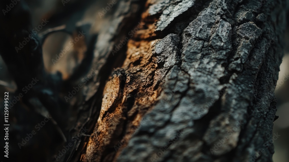 Close-up of a tree trunk's textured, weathered bark, showing damage and age. Close-up of a tree trunk's textured, weathered bark, showing damage and age.