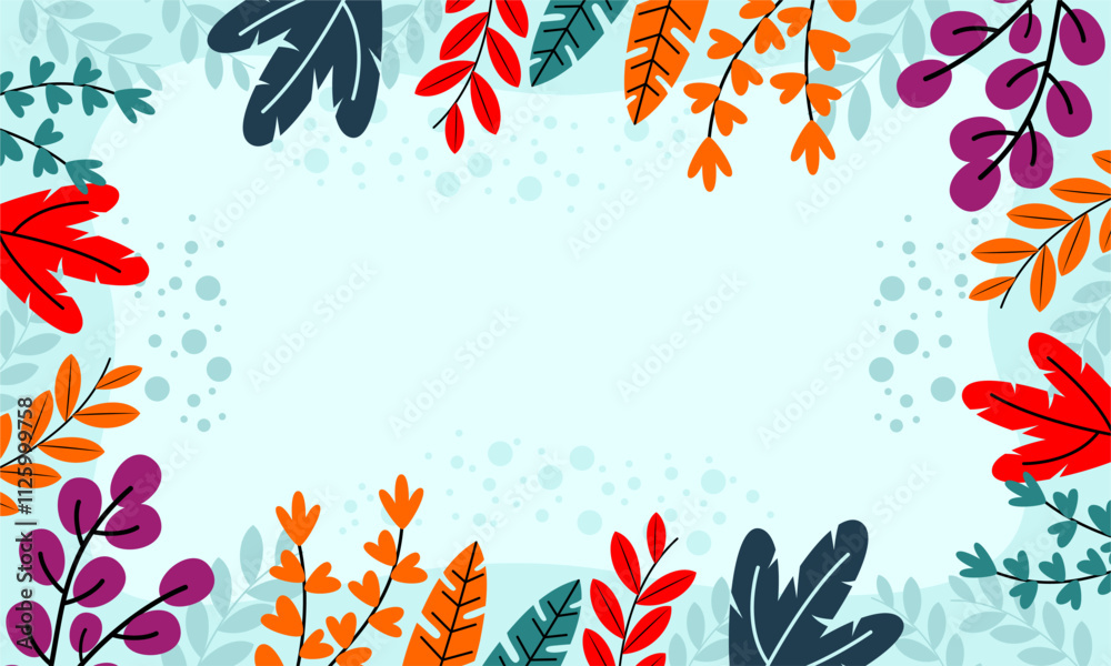 Fototapeta premium Flat abstract floral leaves background