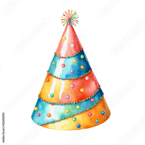 Party Hat hand drawn illustration on transparent PNG