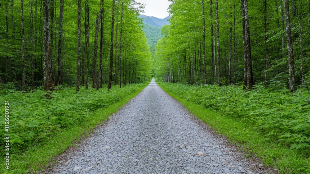 Serene Forest Path Gravel Road Lush Greenery Nature Trail Hiking Adventure Serene Forest Path Gravel Road Lush Greenery Nature Trail Hiking Adventure