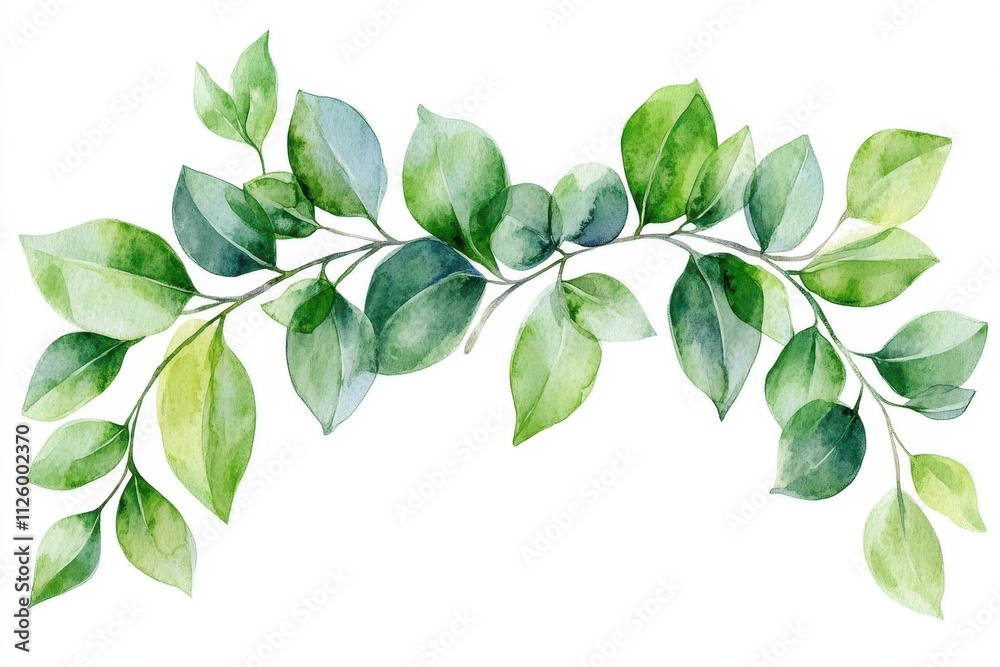 Watercolor painting of a leafy green branch, perfect for spring designs. Ideal for wedding invitations, cards, and nature-themed projects. Watercolor painting of a leafy green branch, perfect for spring designs. Ideal for wedding invitations, cards, and nature-themed projects.