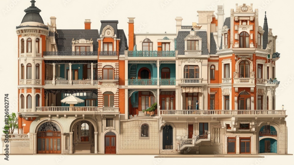 Exploded View Of An Elegant Multi Story Mansion Exploded View Of An Elegant Multi Story Mansion