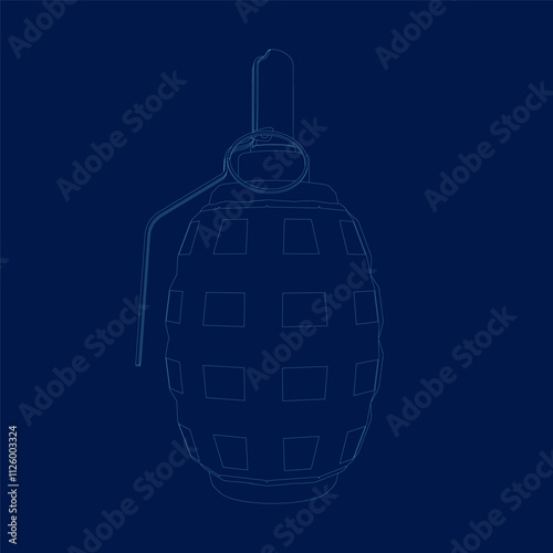 Contour hand grenade vector illustration isolated