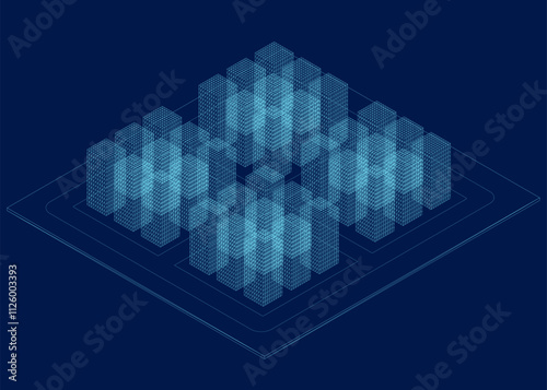 Big data technology in isometric vector illustration. Information storage and analysis system. Digital technology website landing page template.