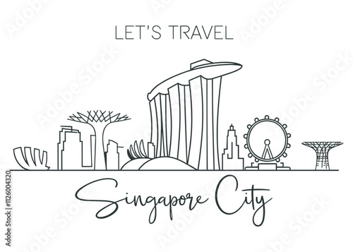  Line Art of Singapore City Skyline