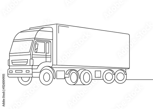  Line Art of a Large Delivery Truck