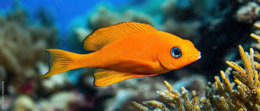 vibrant orange fish swimming in coral reef vibrant orange fish swimming in coral reef