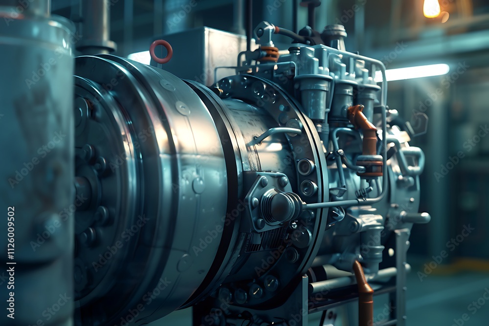 Close-up of a complex industrial engine. Close-up of a complex industrial engine.