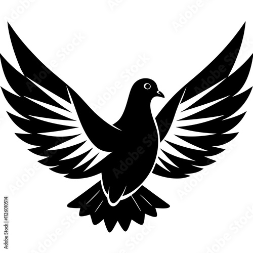 bird vector silhouette pigeon spread wings