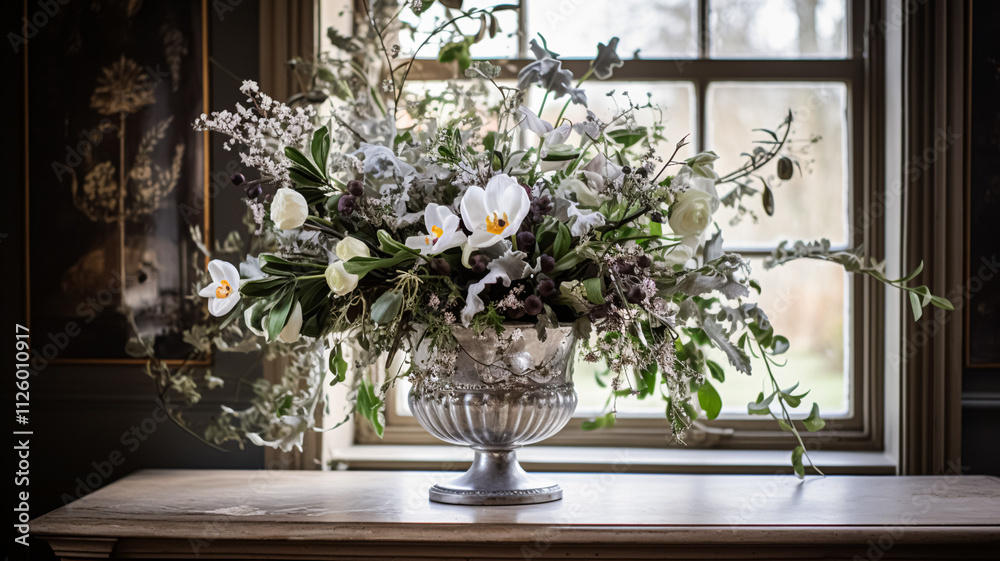 Fototapeta premium Beautiful bouquet of flowers in vase. Floral arrangement