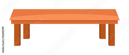 Short leg long wooden table illustration clipart 
