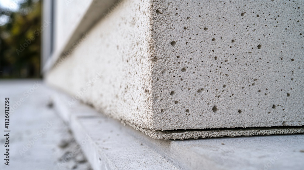 Close-up of porous concrete block corner. Illustrates building construction & insulation methods. Close-up of porous concrete block corner. Illustrates building construction & insulation methods.
