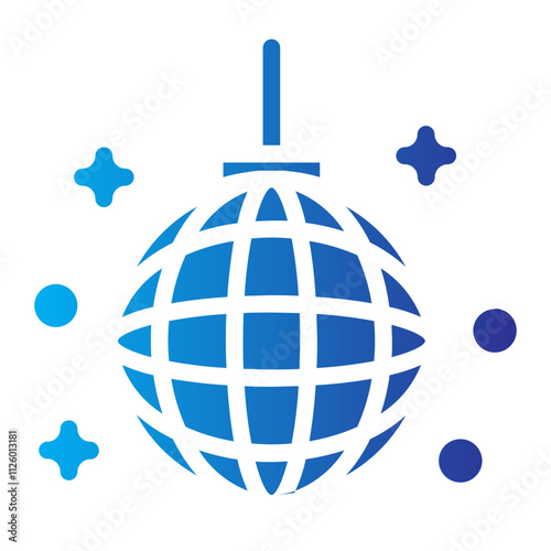 Flat Gradient disco ball Celebration Icon 