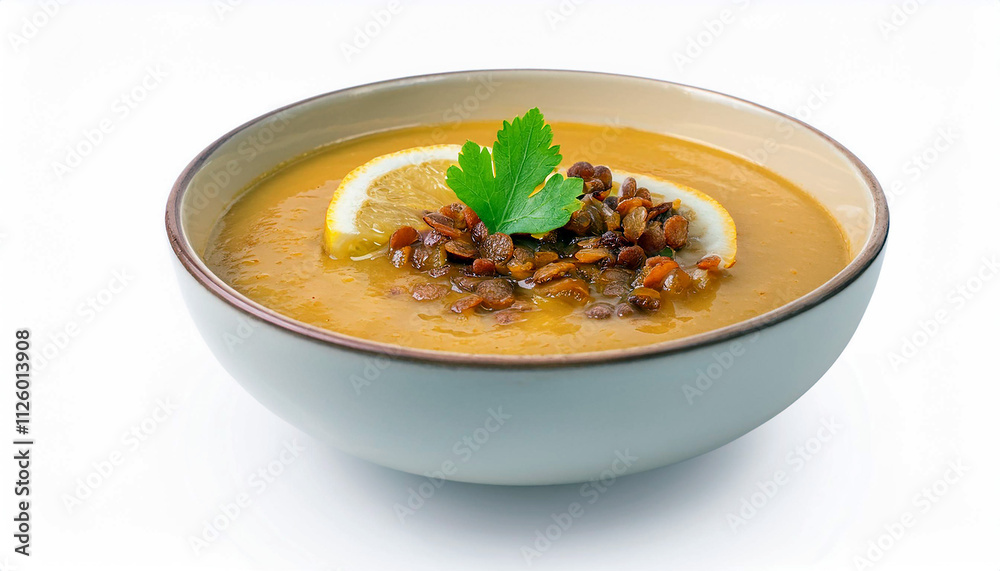 Delicious Lentil Soup Lemon Parsley Garnish Food Photography Delicious Lentil Soup Lemon Parsley Garnish Food Photography