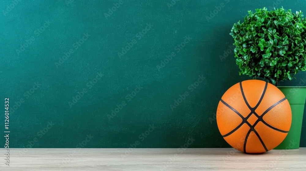 Fototapeta premium A photostock of a rustic black chalkboard with a hand-drawn basketball play strategy on it, symbolizing sports planning and education. High Quality