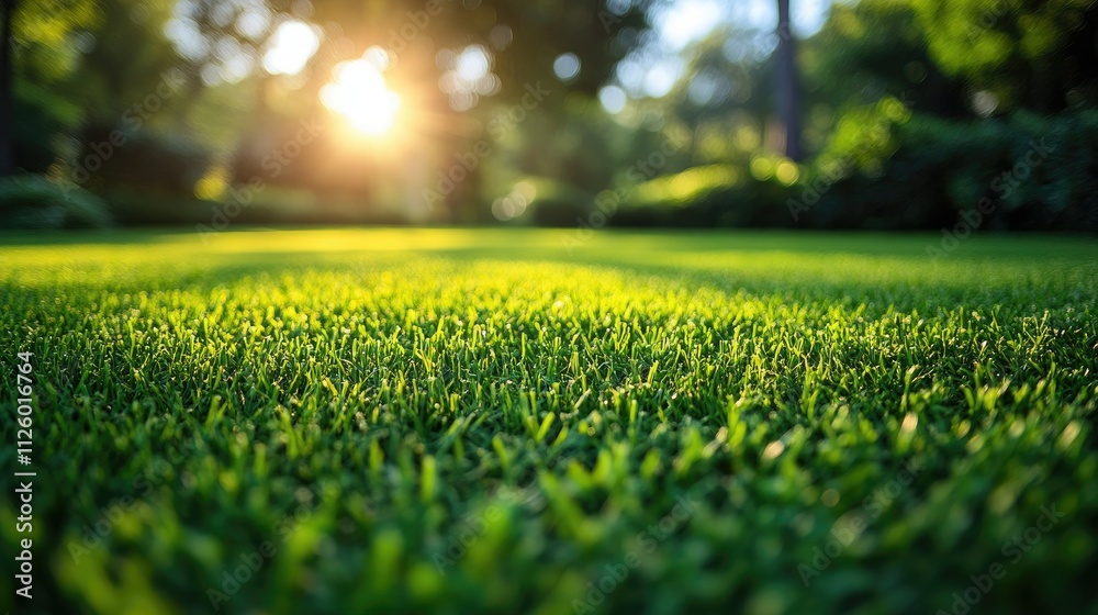 A lush green lawn in a park on a sunny day. A lush green lawn in a park on a sunny day.