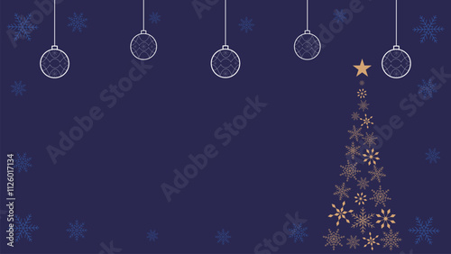 クリスマスツリーのバナー背景テンプレート　オーナメント　横長　16:9