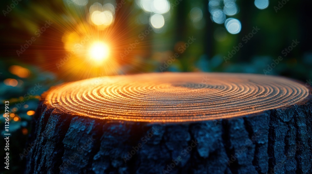 Sunlit tree stump in forest. (1) Sunlit tree stump in forest. (1)