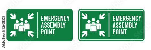 Emergency assembly point sign. Assembly point sign symbol vector illustration isolated on white background.	