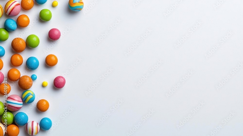 A photostock of colorful candy sprinkles scattered chaotically on a clean white background, perfect for festive and playful themes. High Quality A photostock of colorful candy sprinkles scattered chaotically on a clean white background, perfect for festive and playful themes. High Quality