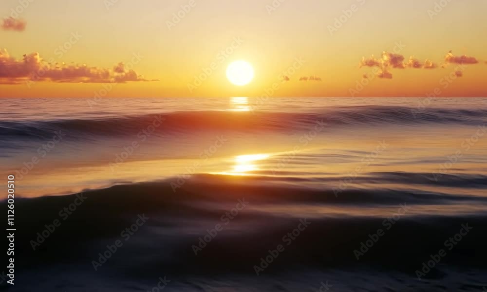 Golden Sunset Over Calm Ocean Waves Golden Sunset Over Calm Ocean Waves