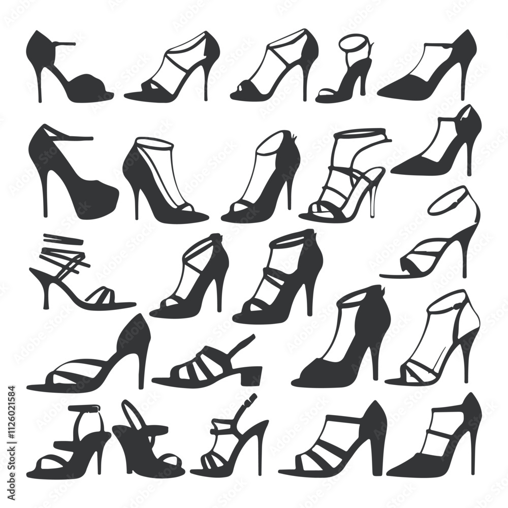 High heels in different styles Silhouette High heels in different styles Silhouette