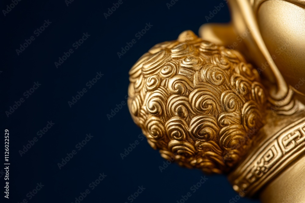 Fototapeta premium Close-up of golden decorative sculpture with intricate swirling patterns